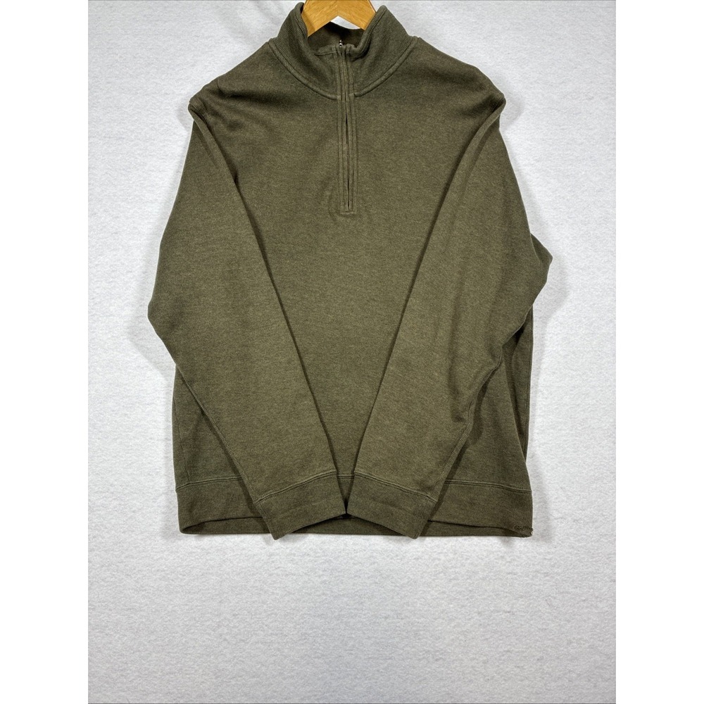 BROOKS BROTHERS Performance Knit Sweater Quarter Zip Preppy Green Mens Medium